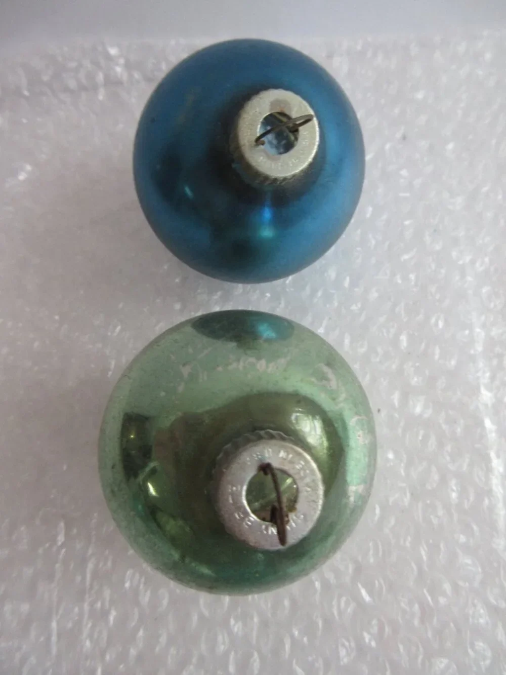 Blue Aqua Glass Christmas Ornaments Lot of 8 Vintage Poland, Shiny Brite, Japan